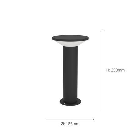 Eglo EU Rigosa Matte Black LED Outdoor Pedestal Light
