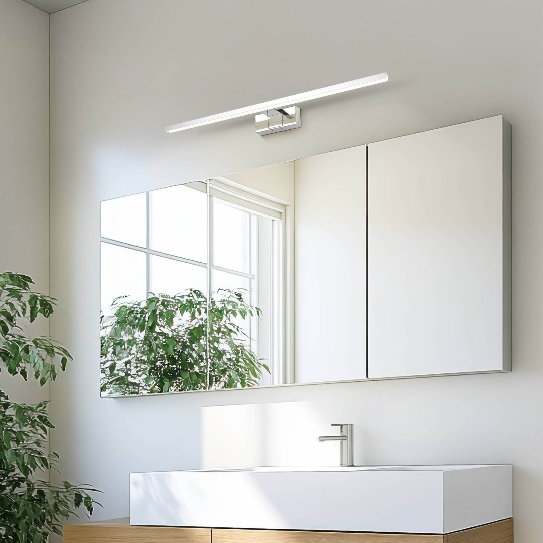 Eglo EU Conettilla LED Mirror Light Chrome Linear 40cm with CCT and IP44 product image - Endon Lighting from First Light Direct with great prices and fast UK delivery