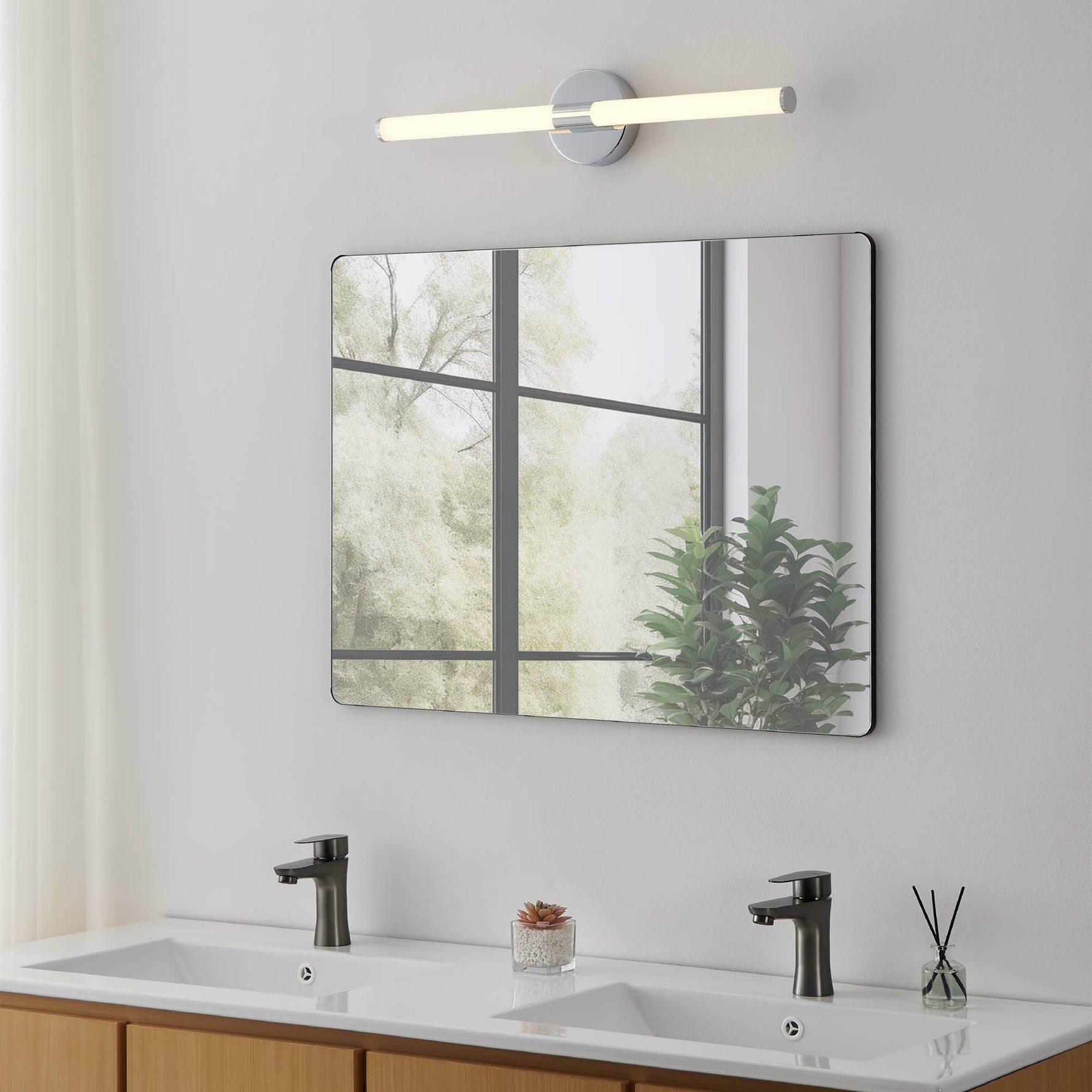 Eglo EU Ramola LED Bathroom Mirror Light Black & White with CCT and IP44, 45cm