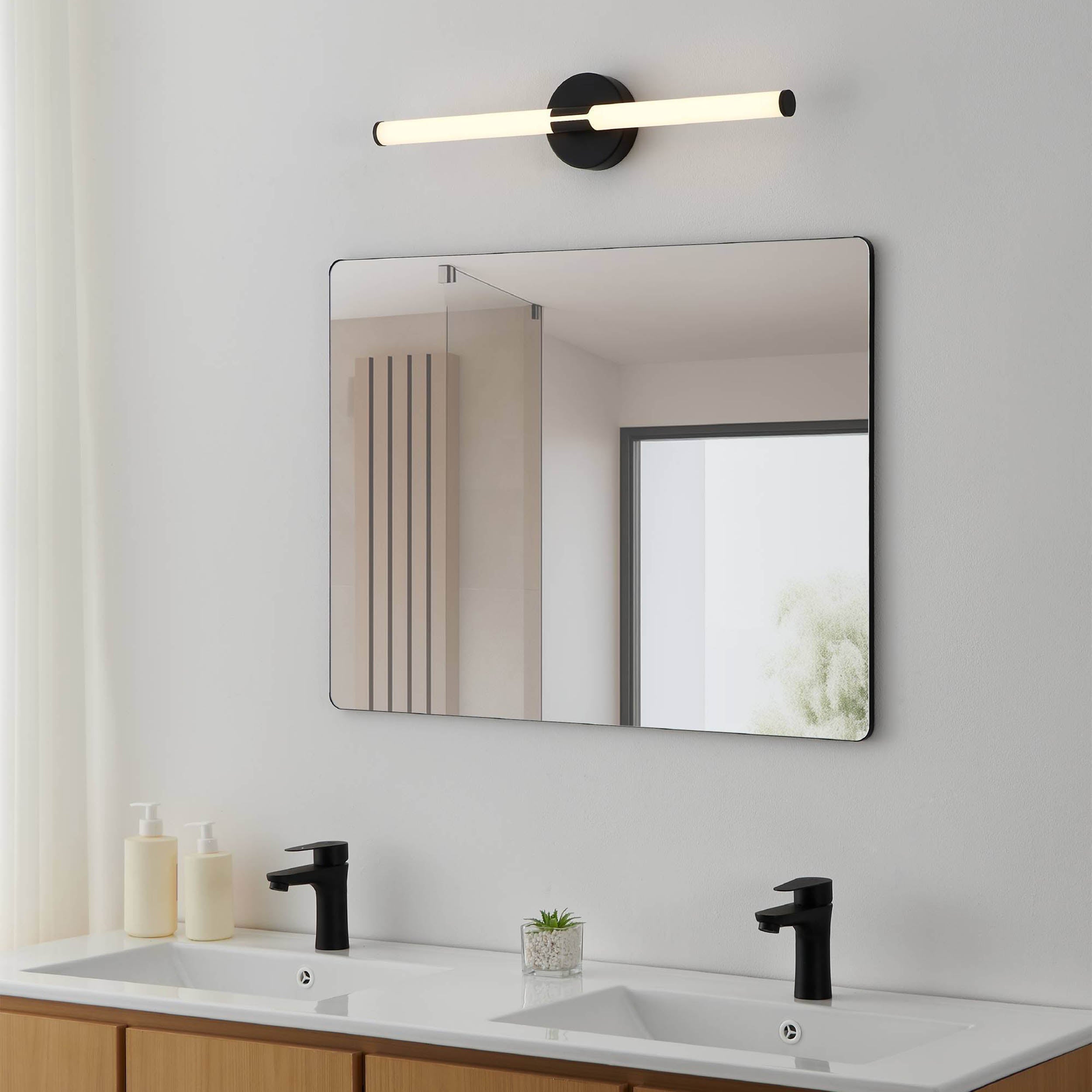 Eglo EU Ramola LED Bathroom Mirror Light Brushed Brass & White with CCT and IP44, Wide 60 cm