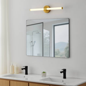 Eglo EU Ramola LED Bathroom Mirror Light Brushed Brass & White with CCT and IP44, Wide 60 cm