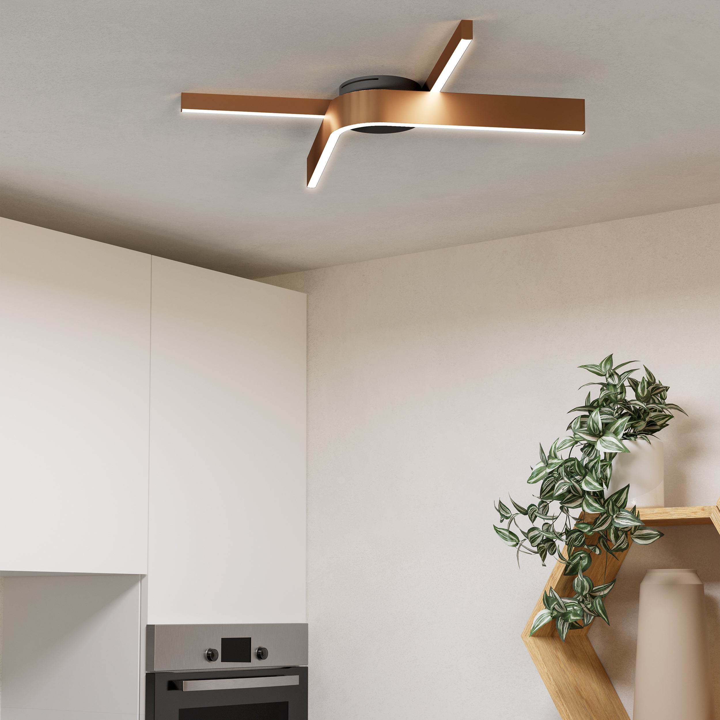 Eglo EU Bailrigg Steel & Wood, Black/Brown 3-Light Ceiling Light product image - Endon Lighting from First Light Direct with great prices and fast UK delivery