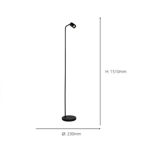Eglo EU Rigomagno Floor Lamp Black GU10 Slim Black Metal Floor Lamp with Fixed Head