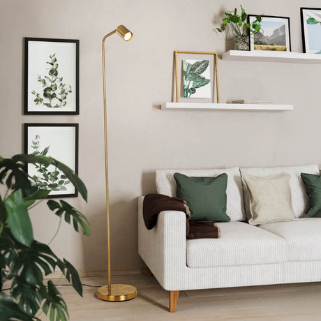 Eglo EU Rigomagno Floor Lamp Brass GU10 Brushed Brass Floor Lamp with Downward Light