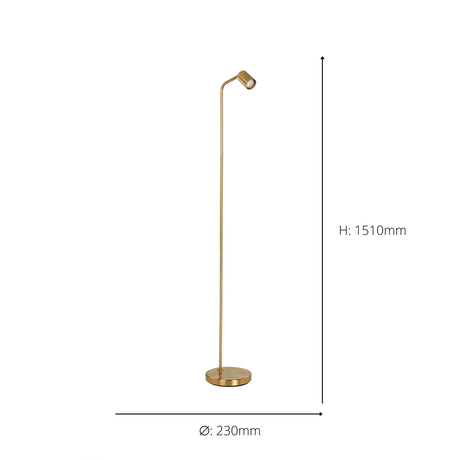 Eglo EU Rigomagno Floor Lamp Brass GU10 Brushed Brass Floor Lamp with Downward Light