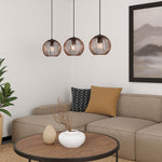 Eglo EU Almanzora Triple Hanging Pendant Light Black and Copper E27 
