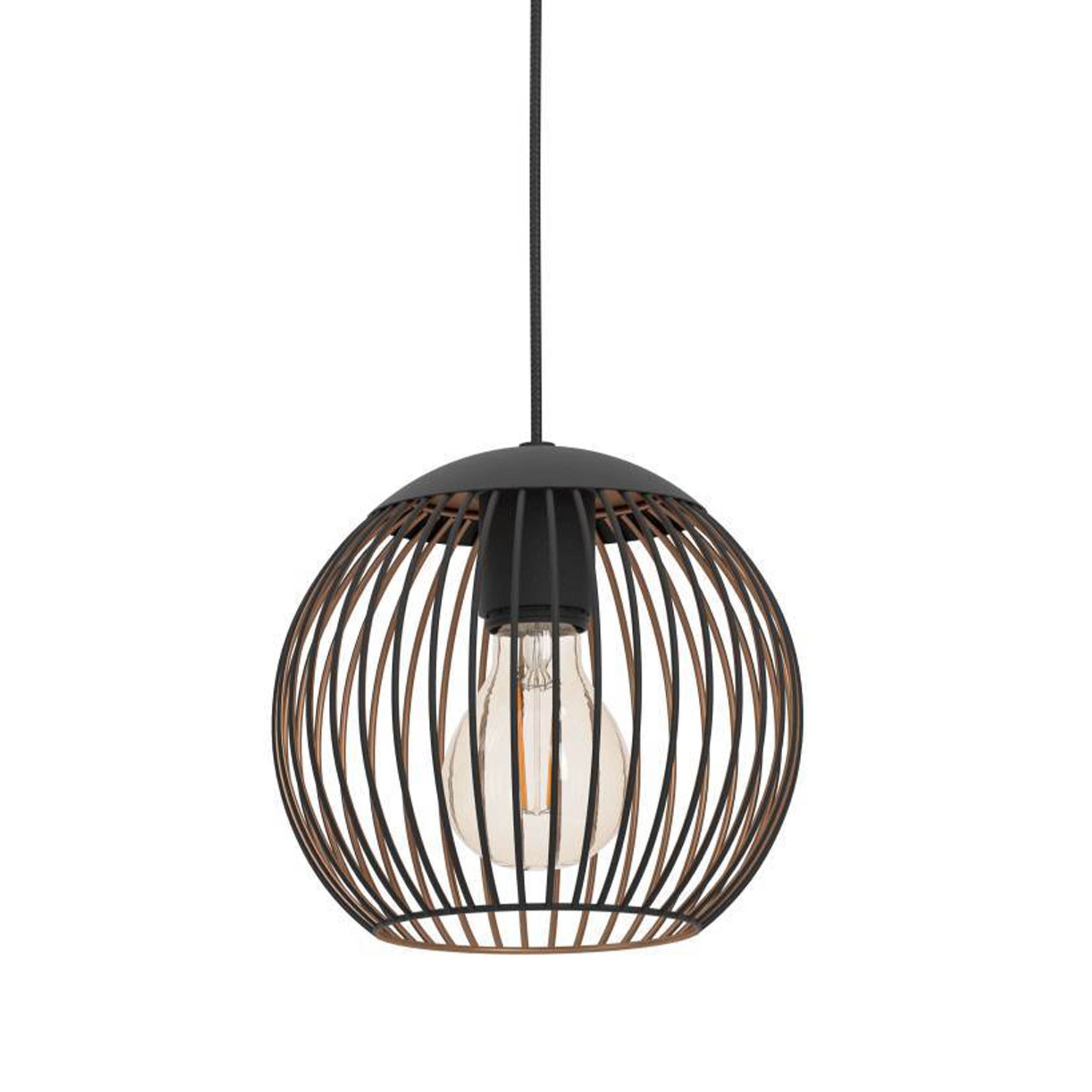 Eglo EU Almanzora Triple Hanging Pendant Light Black and Copper E27