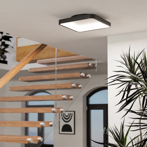 Eglo EU Loretello-Z Smart Control Steel LED RGB Modern Ceiling Light, Black Square
