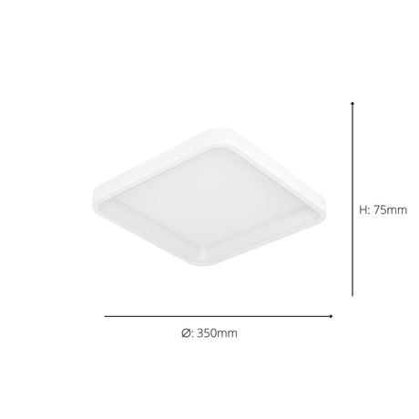 Eglo EU Loretello-Z Smart Control Steel LED RGB Modern Ceiling Light, White Square