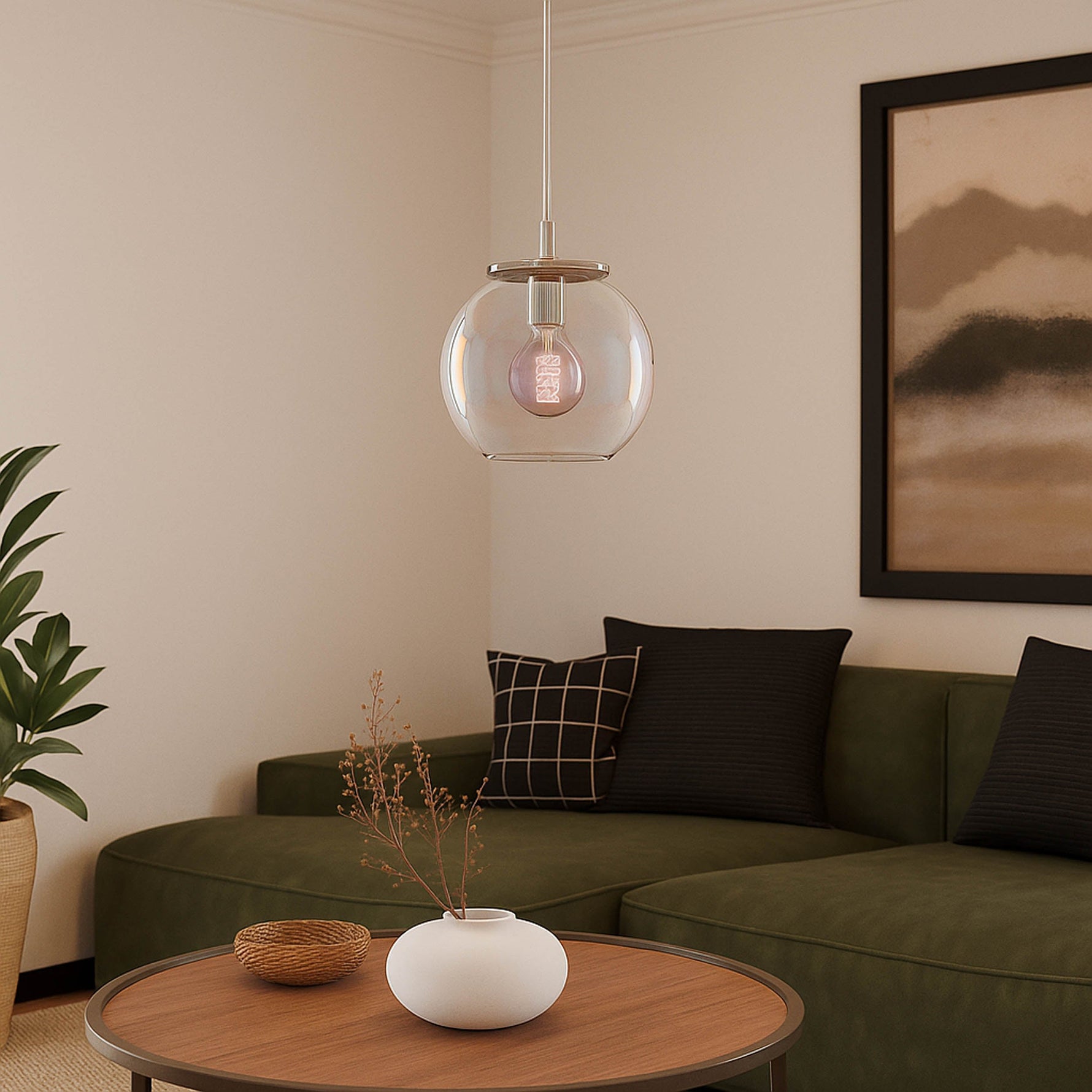 Eglo EU Ariscani 2 Ten Light Cluster Hanging Pendant with Iridescent Clear Glass Globes E27