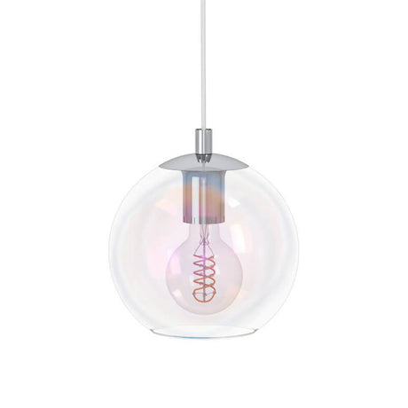 Eglo EU Ariscani 2 Single Pendant Light with an Iridescent Clear Glass Globe E27