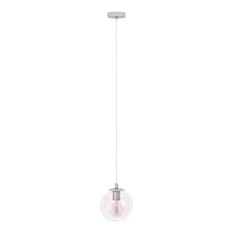Eglo EU Ariscani 2 Single Pendant Light with an Iridescent Clear Glass Globe E27