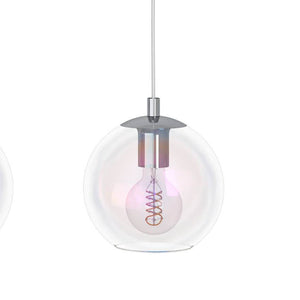Eglo EU Ariscani 2 Three Light Hanging Pendant with Iridescent Clear Glass Globes E27