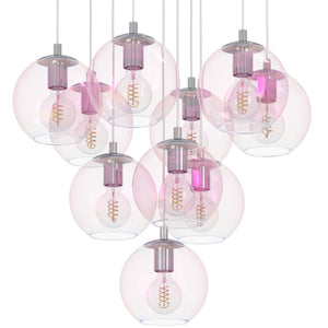 Eglo EU Ariscani 2 Ten Light Cluster Hanging Pendant with Iridescent Clear Glass Globes E27