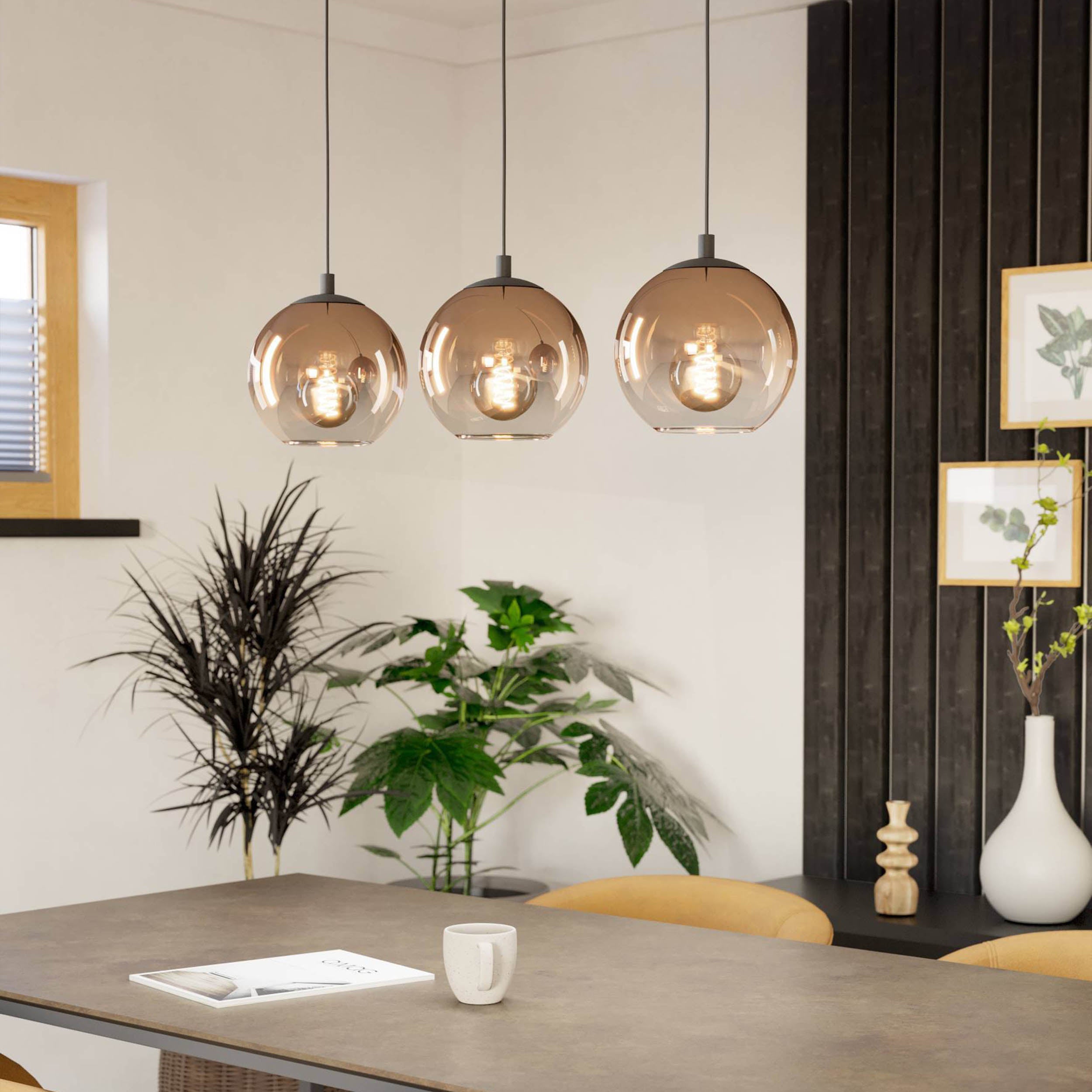 Eglo EU Bailrigg Table Lamp Exposed Bulb with Industrial Wooden Frame with Steel Base