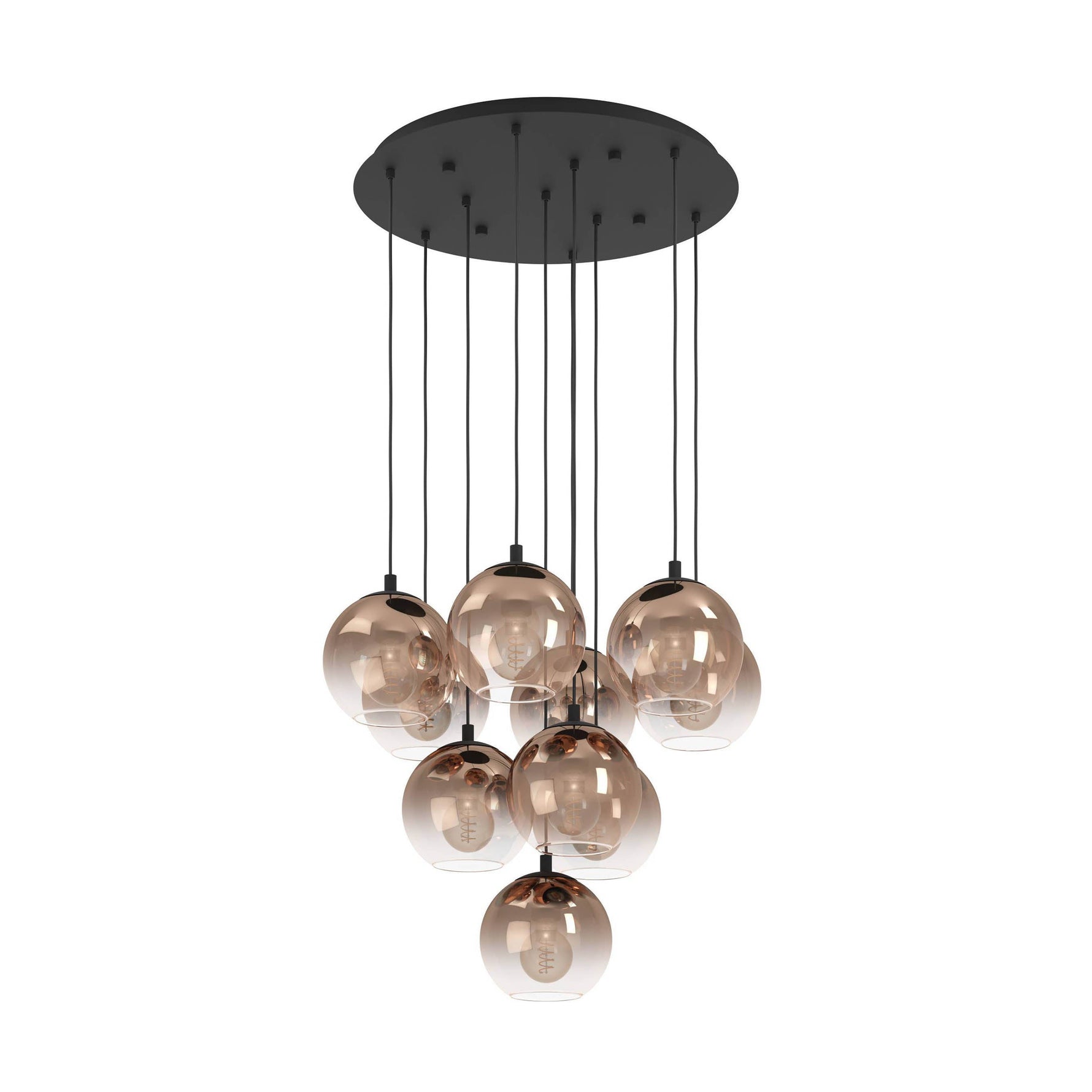 Eglo EU Ariscani 2 Single Pendant Light with an Iridescent Clear Glass Globe E27
