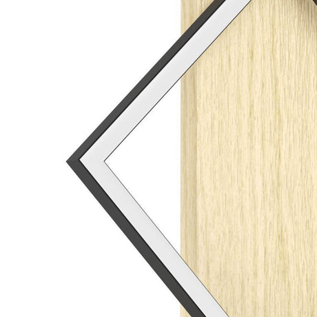 Eglo EU Boyal Vertical LED Wall Light with Single Black Square Frame and Dark Wood Mount