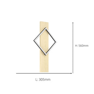 Eglo EU Boyal LED Ceiling Light Single Black Square Frame with Light Wooden Mount