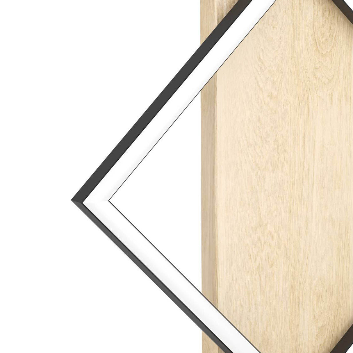 Eglo EU Boyal LED Ceiling Light Single Black Square Frame with Light Wooden Mount