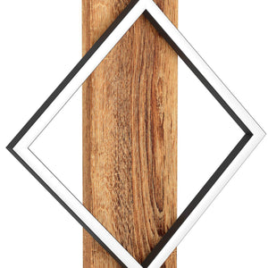 Eglo EU Boyal LED Table Lamp with a Single Black Square Frame and Dark Wood Panel
