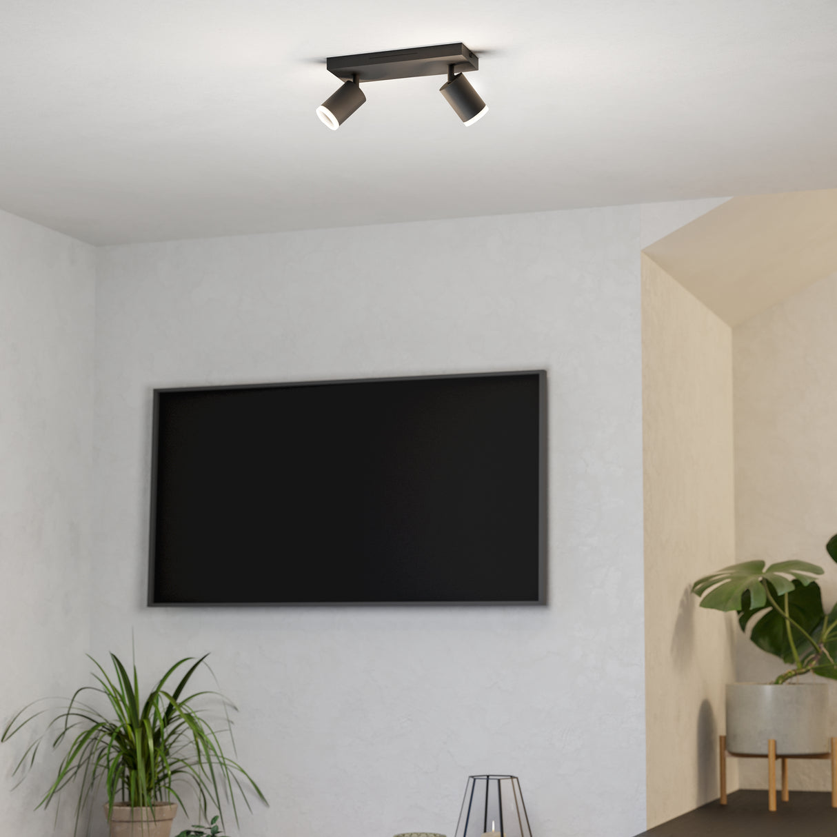 Eglo EU MELITELLO?Z Smart LED Spot Light – Black, Dual Head, RGB+CCT, Dimmable, App Controlled Indoor Lighting