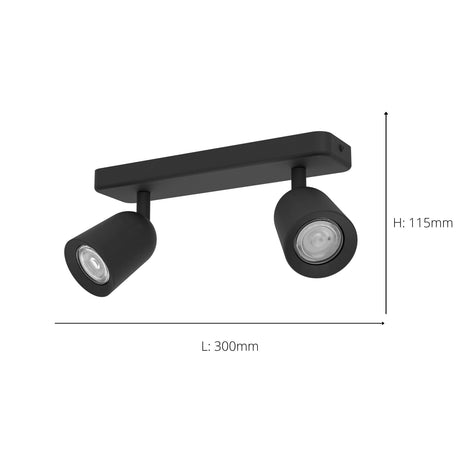 Eglo EU Camaldoli LED Dual Ceiling Spotlight Dark Black Steel