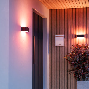 Eglo EU SANIA?Z Smart LED Wall Light – Black Aluminium & Steel, RGB+CCT, IP55, Eglo EU connect.z Indoor Lighting