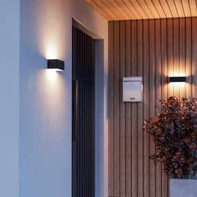 Eglo EU SANIA?Z Smart LED Wall Light – Black Aluminium & Steel, RGB+CCT, IP55, Eglo EU connect.z Indoor Lighting