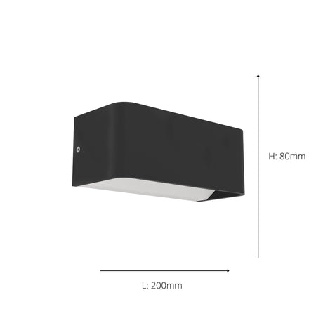Eglo EU SANIA?Z Smart LED Wall Light – Black Aluminium & Steel, RGB+CCT, IP55, Eglo EU connect.z Indoor Lighting