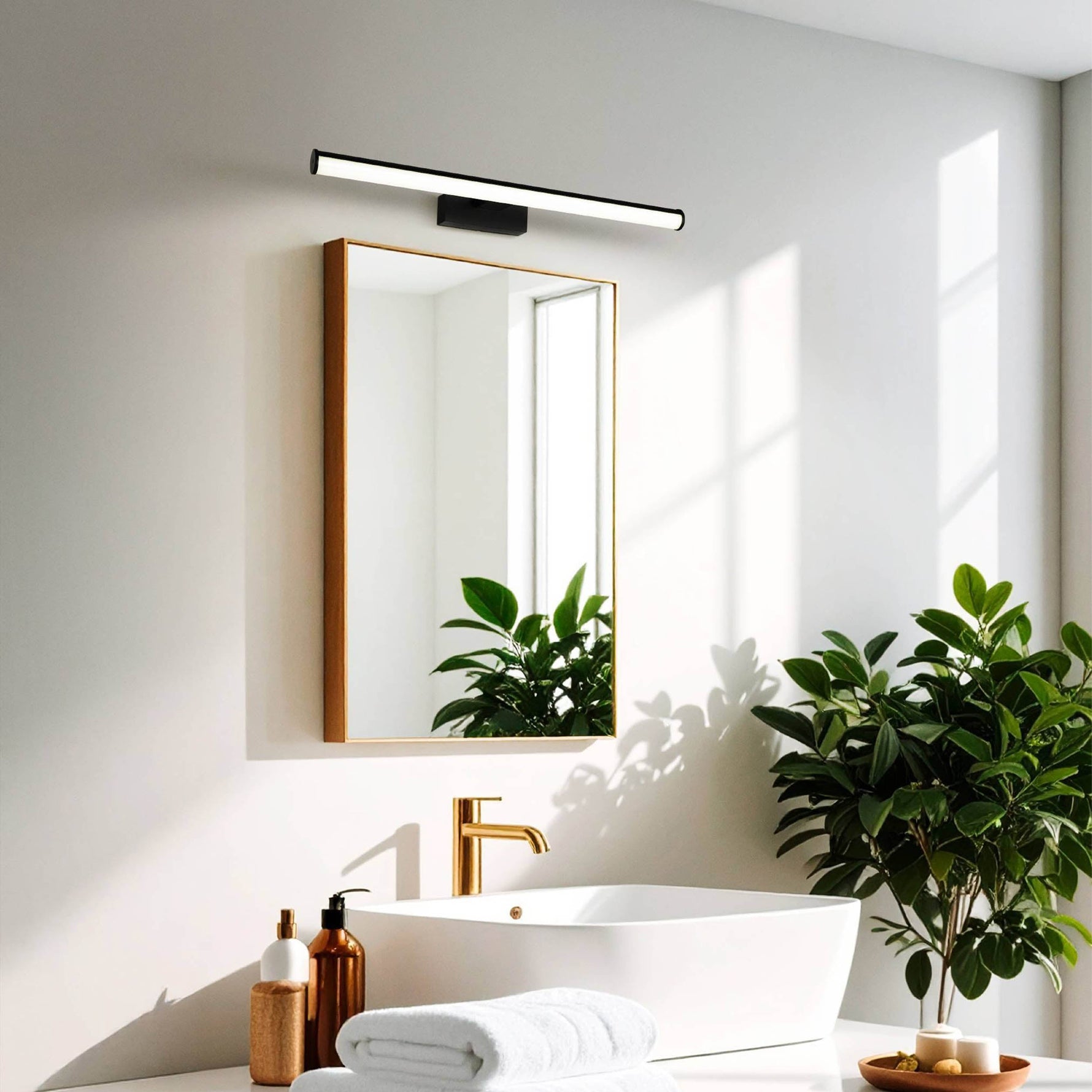 Eglo EU Vadumi Black & White Plastic Mirror Light, 78cm product image - Endon Lighting from First Light Direct with great prices and fast UK delivery