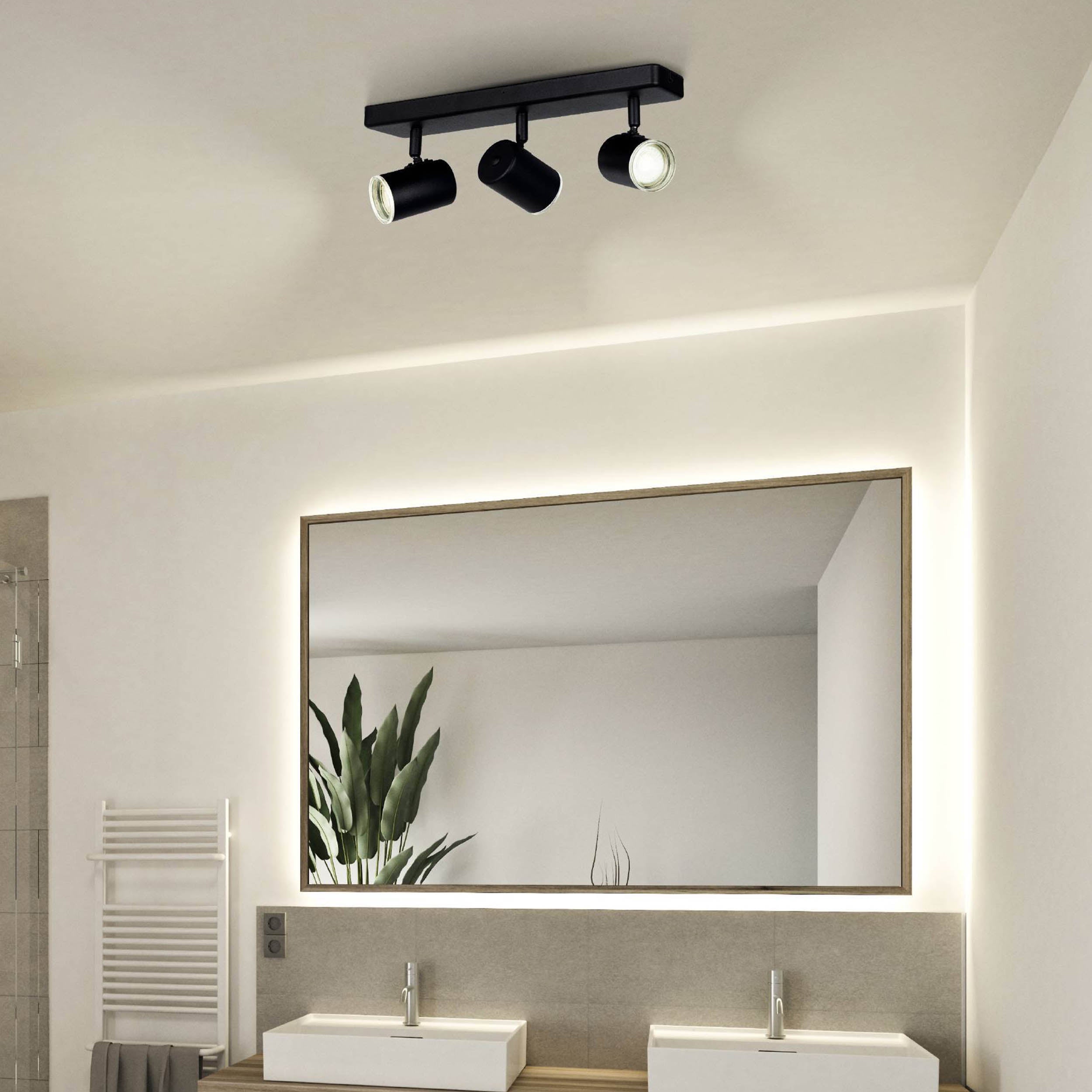 Eglo EU Consuma 1 LED Triple Bathroom Spotlight Black Steel Round Mount
