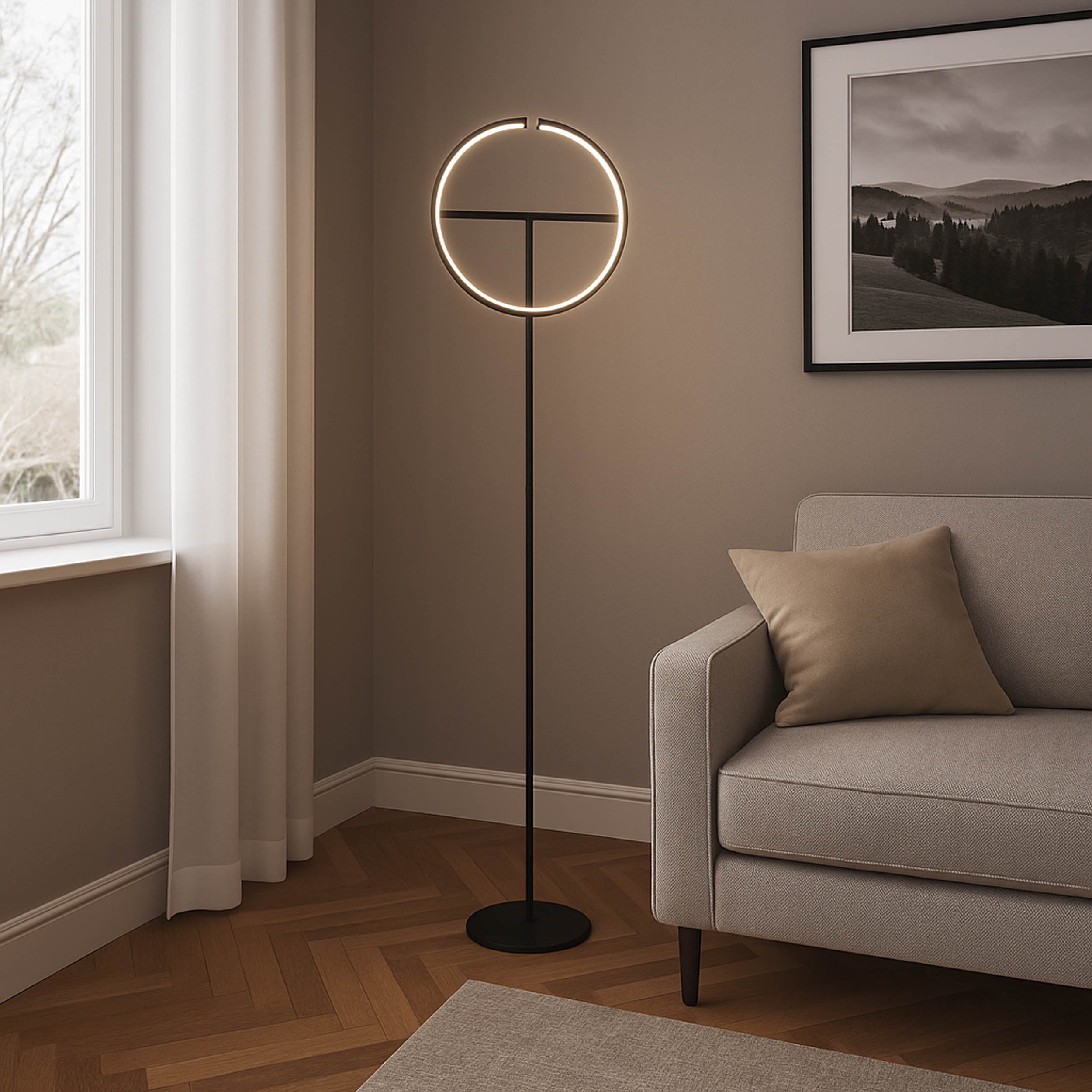 Eglo EU Castelpoto LED Floor Lamp Modern Brushed Brass & Black with Adjustable Curved Light Elements