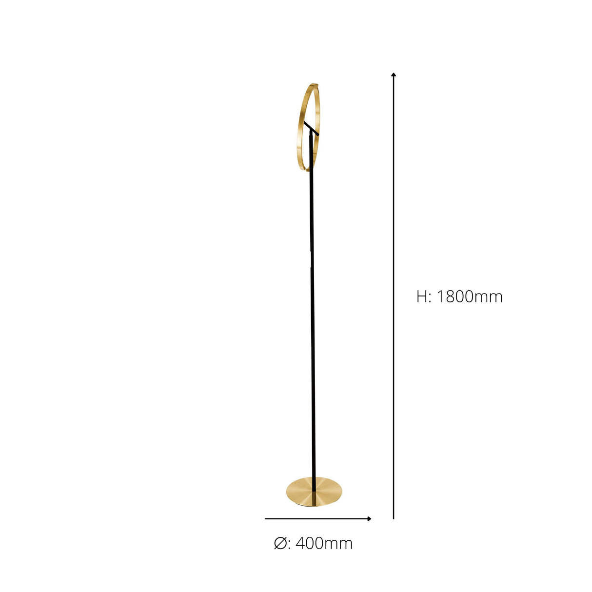Eglo EU Castelpoto LED Floor Lamp Modern Brushed Brass & Black with Adjustable Curved Light Elements