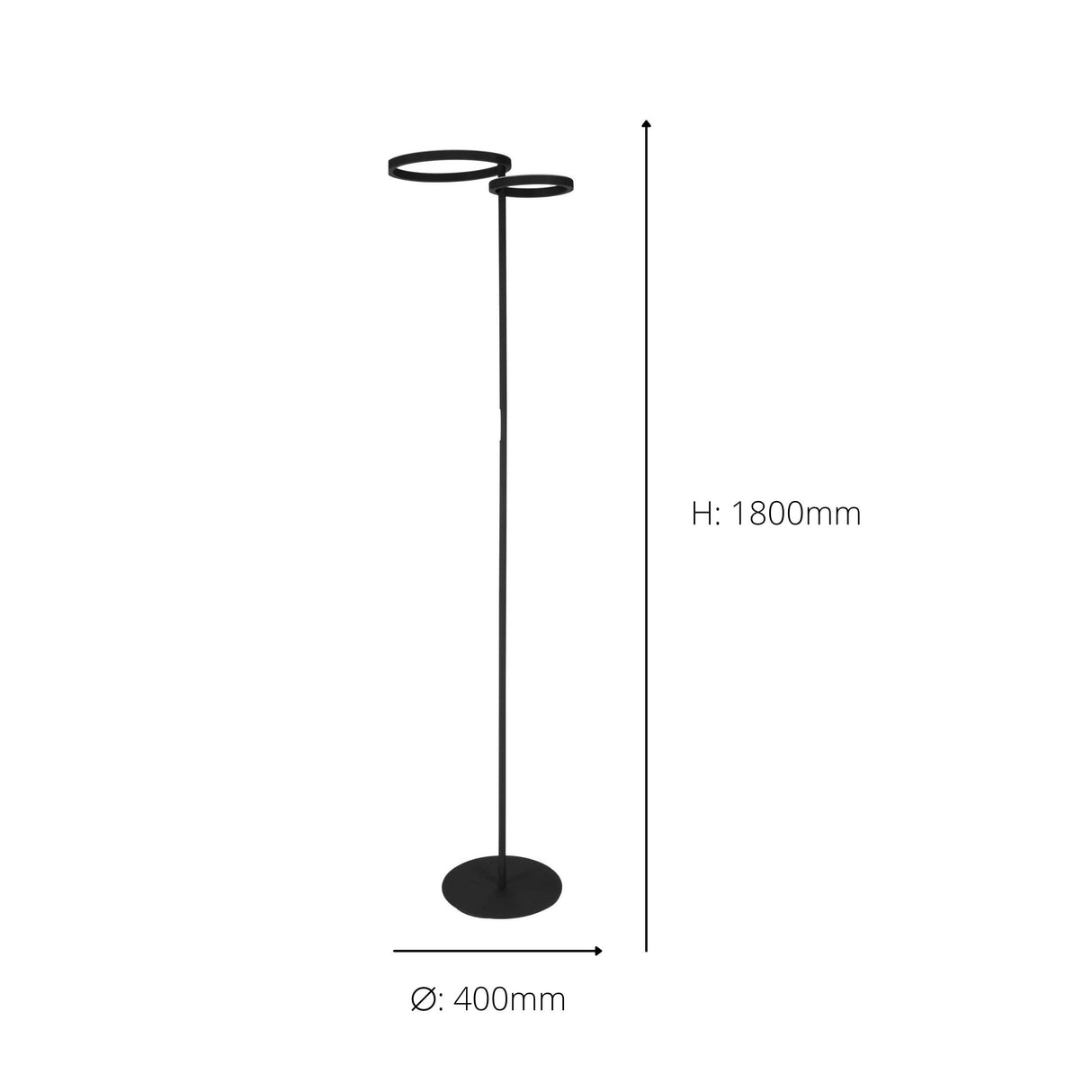 Eglo EU Castelpoto 1 LED Floor Lamp Modern Black Dual Ring Light Design