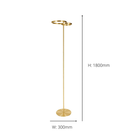 Eglo EU Castelpoto 1 LED Floor Lamp Modern Brushed Brass Dual Ring Light Design