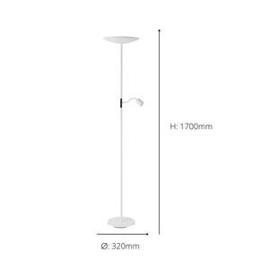 Eglo EU Conivarino LED Floor Lamp White Steel Dual Mother & Child Design with Dimmable Uplighter and Adjustable Reading Light