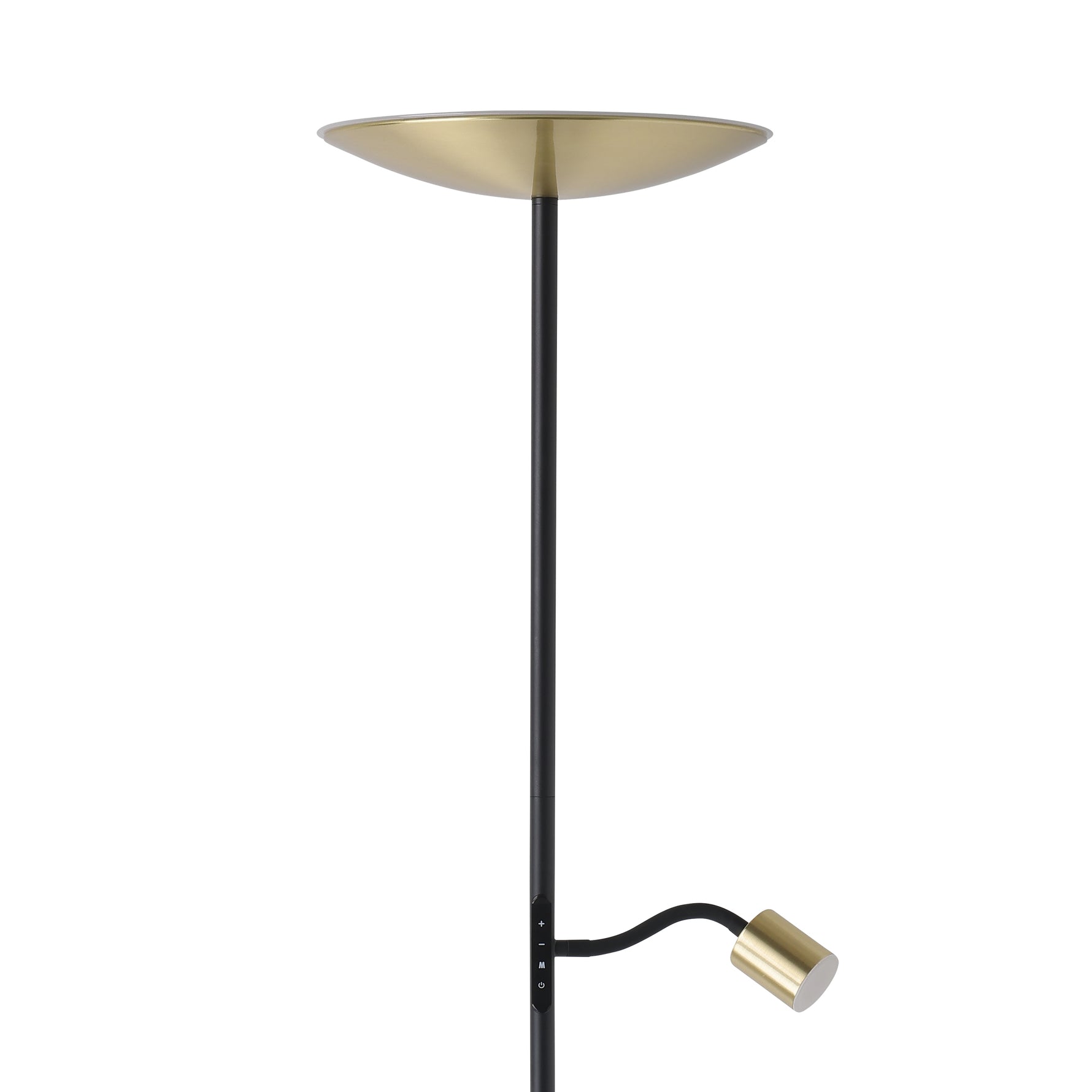 Eglo EU Conivarino LED Floor Lamp Brushed Brass Steel Dual Mother & Child Design with Dimmable Uplighter and Adjustable Reading Light