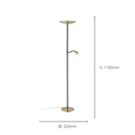 Eglo EU Conivarino LED Floor Lamp Brushed Brass Steel Dual Mother & Child Design with Dimmable Uplighter and Adjustable Reading Light