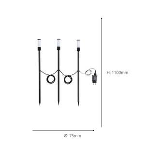 Eglo EU Zancaro Black Metal & Plastic 3 Set LED Outdoor Ground Spike