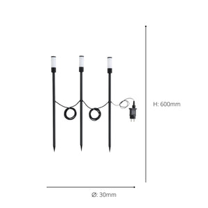 Eglo EU Zancaro Black Metal & Plastic 3 Set LED RGB Outdoor Ground Spike