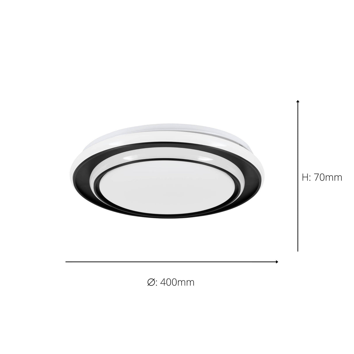 Eglo EU Moschetta LED Ceiling Light Round Black Steel Frame with White Diffuser (D) 40cm