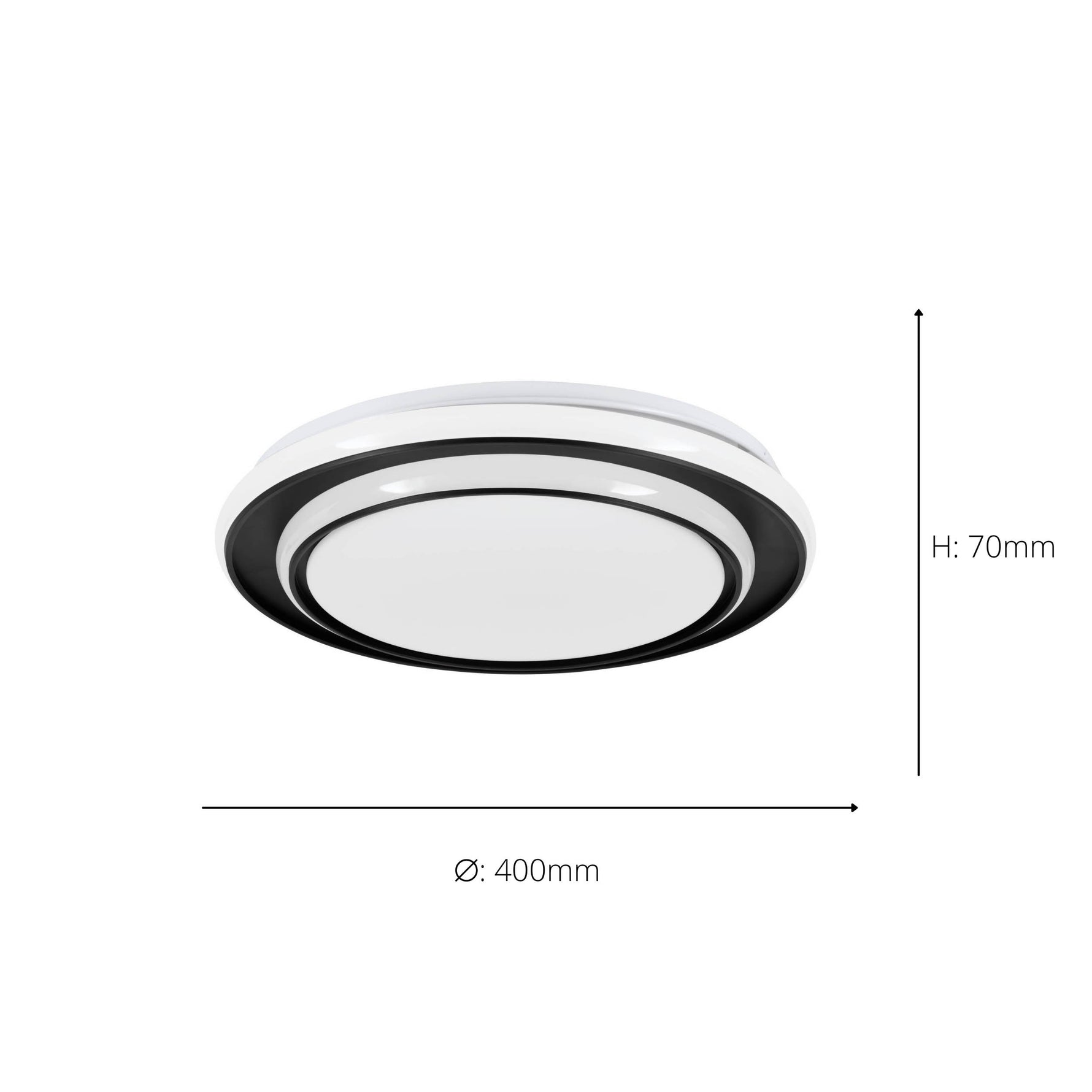 Eglo EU Moschetta LED Ceiling Light Round Black Steel Frame with White Diffuser (D) 40cm product image - Endon Lighting from First Light Direct with great prices and fast UK delivery
