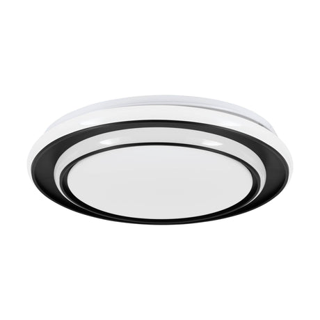 Eglo EU Moschetta LED Ceiling Light Round Black Steel Frame with White Diffuser (D) 40cm
