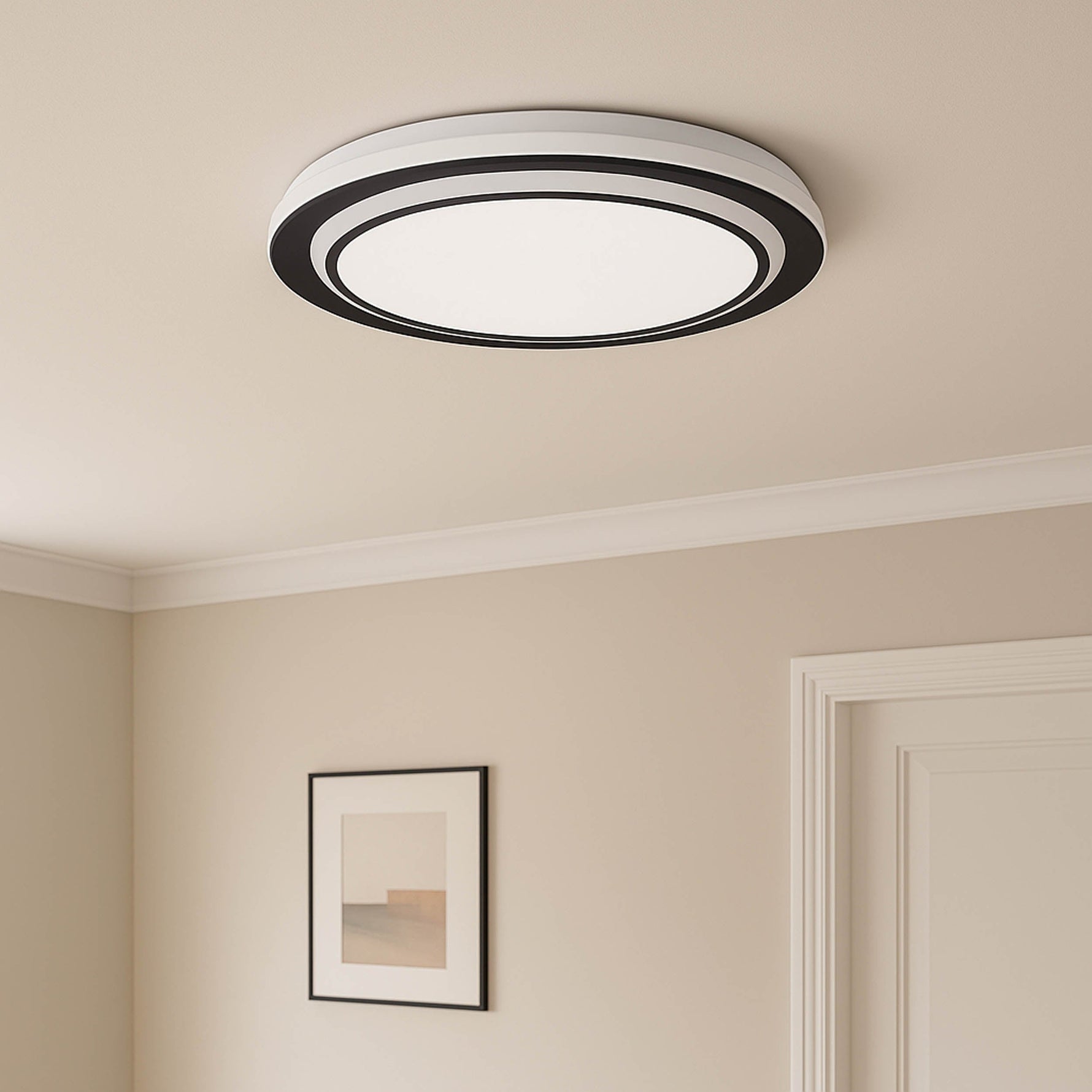 Eglo EU Moschetta LED Ceiling Light Round Gold Steel Frame with White Diffuser (D) 40cm product image - Endon Lighting from First Light Direct with great prices and fast UK delivery