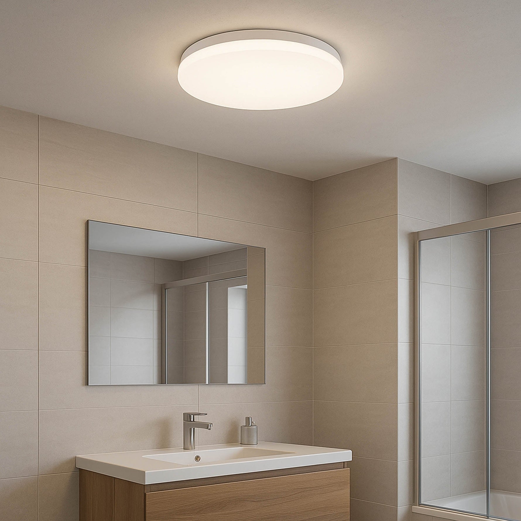 Eglo EU Frania-IP Bathroom Ceiling Light Square White Crystal Effect Shade CCT