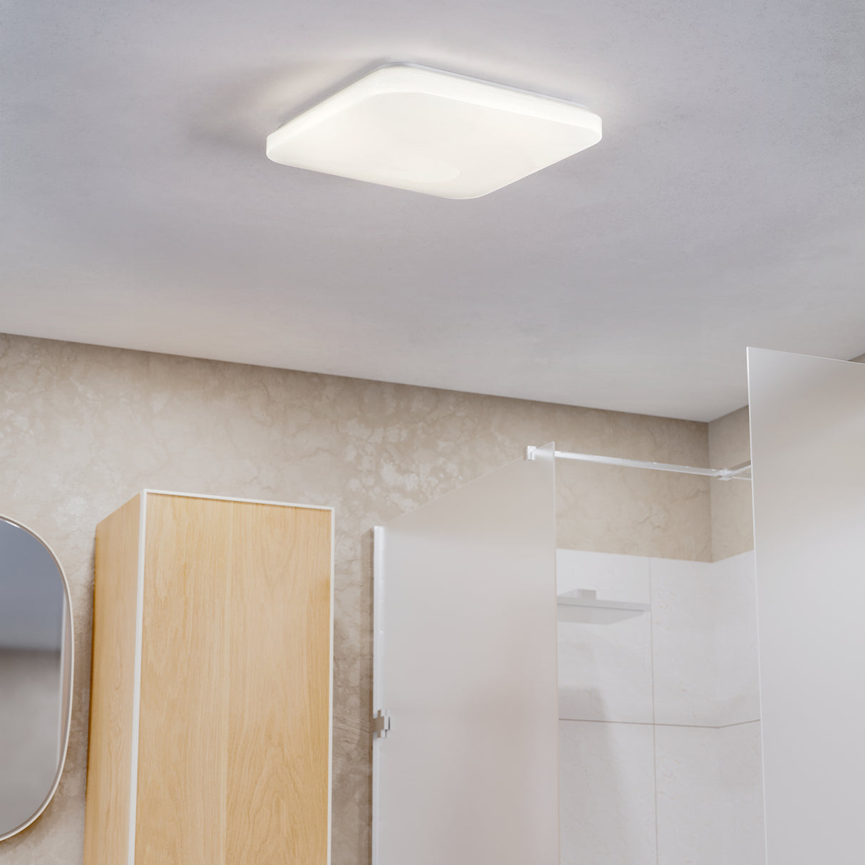 Eglo EU Frania-IP Plastic & Steel LED Bathroom Ceiling Light, 33cm