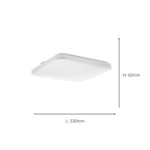 Eglo EU Frania-IP Plastic & Steel LED Bathroom Ceiling Light, 33cm