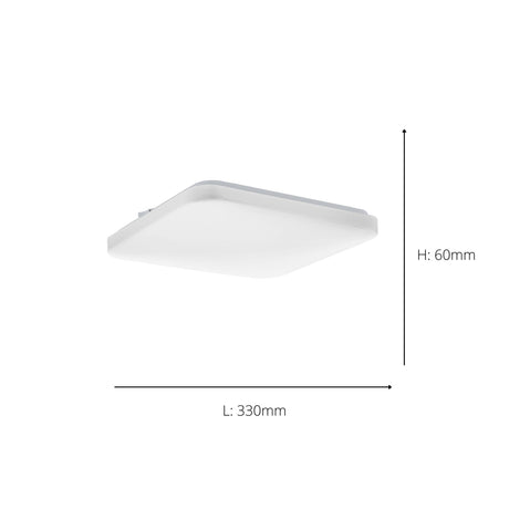 Eglo EU Frania-IP Plastic & Steel LED Bathroom Ceiling Light, 33cm