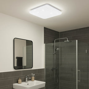 Eglo EU Frania-IP Bathroom Ceiling Light Square White Crystal Effect Shade CCT 