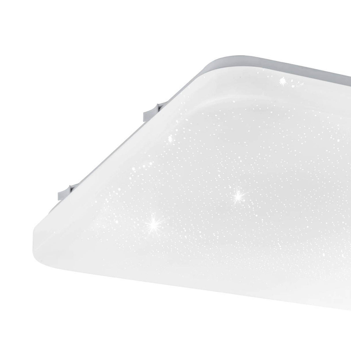 Eglo EU Frania-IP Bathroom Ceiling Light Square White Crystal Effect Shade CCT